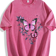 Retro Urban Ideal for Spring Vintage Washed T-Shirt in Red