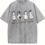Baseball Goose Game Day Vintage Washed T-Shirt in Gray