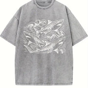 Sharks ® Ocean 90s Vintage Washed T-Shirt in Gray