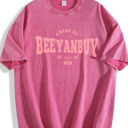 For Formal Urban Distressed Enthusiasts Vintage Washed T-Shirt in Red