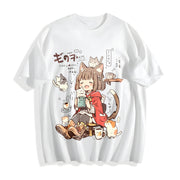 Spring and New Arrivals a Cat Ear Cotton T-Shirt in White
