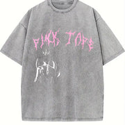 Pink Tape Spider Vintage Washed T-Shirt in Gray