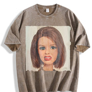 Shocked Brunette Glam Doll Vintage Washed T-Shirt in Brown
