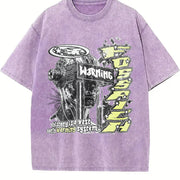 Warning Cybernetic Head Tank Vintage Washed T-Shirt in Purple
