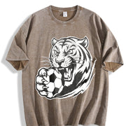 Tiger Soccer Vintage Washed T-Shirt in Brown