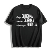 Mexican Spanish Chingona Cotton T-Shirt in Black
