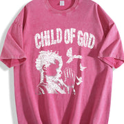 Child of God Praying Dove Sleeveless Tank Vintage Washed T-Shirt in Red