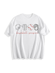 Baseball Season Game Day Baseball Cotton T-Shirt in White