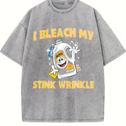 I Bleach My Stink Wrinkle vintage washed oversized T-shirt in Gray