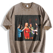 Three Glam Dolls at a Party Vintage Washed T-Shirt in Brown