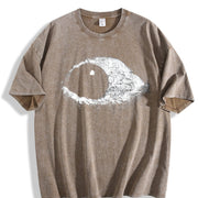 Dark Wind Eye Gothic Grunge Y2k Emo Scene Amity Affliction Vintage Washed T-Shirt in Brown