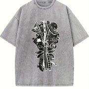 Gomu No Mi - One Pieceeee Anime Manga vintage washed oversized T-shirt in Gray