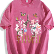YHWH Yahweh Floral Christian Vintage Washed T-Shirt in Red