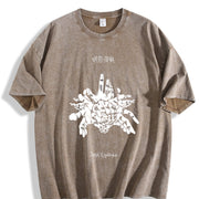 Black Jujutsu Kaisen Jinji Endonka Vintage Washed T-Shirt in Brown