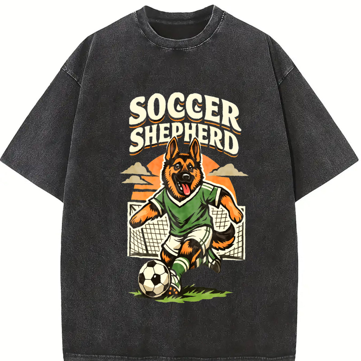 Soccer Shepherd Vintage Washed T-Shirt in Black