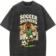 Soccer Shepherd Vintage Washed T-Shirt in Black