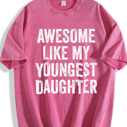 Awesome Like My Youngest Daughter Mother's Day Father's Vintage Washed T-Shirt in Red
