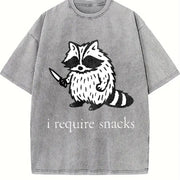 I Require Snacks Raccoon vintage washed oversized T-shirt in Gray