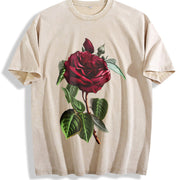 Red Rose Vintage Washed T-Shirt in Beige