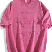 A Great White Shark Vintage Washed T-Shirt in Red