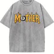 Mother 8 Ball Mother Lucky Mama Flames Rad Mom Birthday vintage washed oversized T-shirt in Gray