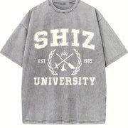 Wicked Shiz University Defy Gravity Broomstick Magic Wand vintage washed oversized T-shirt in Gray