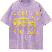 Captain of the Struggle Bus Sarcastic School Bus Novelty Vintage Washed T-Shirt in Purple