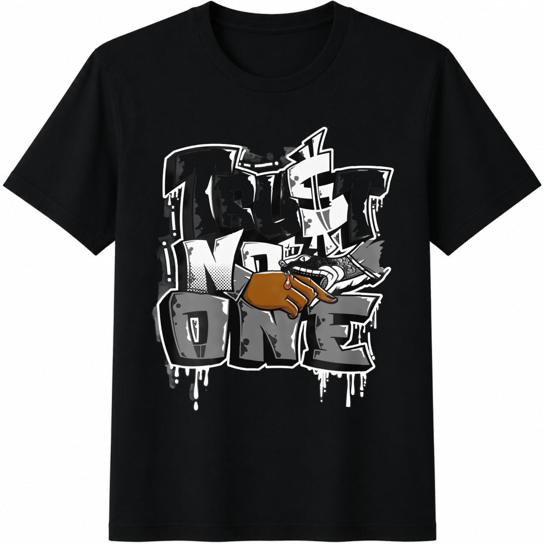 Urban Graffiti Cartoon Cotton T-Shirt in Black