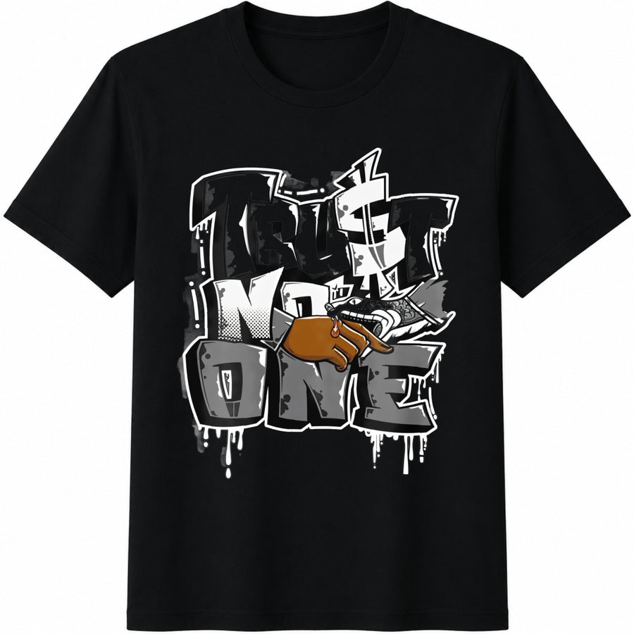 Urban Graffiti Cartoon Cotton T-Shirt in Black