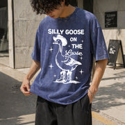 Silly Goose on the Loose Vintage Washed T-Shirt in Blue
