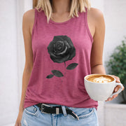 White Rose Women's Color Cotton Tank Top in Red