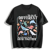 We Are All Different Swim Together Cotton T-Shirt in Black