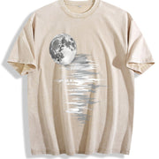 Coastal Granddaughter Sun-faded Statement Full Moon Vintage Washed T-Shirt in Beige