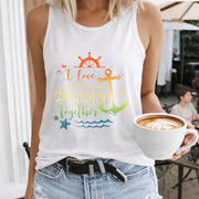 Loose- Basic Fashionable and Elegant Sleeveless Vest Women's Color Cotton Tank Top in White
