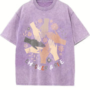 Empower and Rise Vintage Washed T-Shirt in Purple