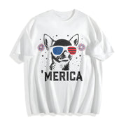 Chihuahua 4th of July Cotton T-Shirt in White