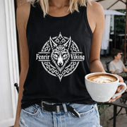 Fashionable with a and V-neck Women's Color Cotton Tank Top in Black