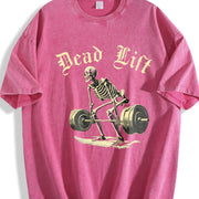 This Is a Skull Perfect for Workouts. It's Made Vintage Washed T-Shirt in Red