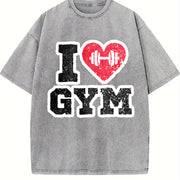 I Love Gym Vintage Washed T-Shirt in Gray