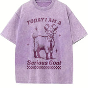 Goat Retro 90s Goat Today I'm Serious Vintage Washed T-Shirt in Purple
