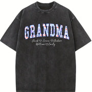Personalized Grandma Vintage Washed T-Shirt in Black