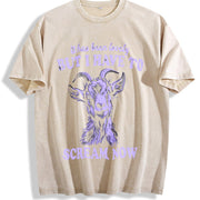 Retro Goat I Have to Scream Now 90's Vintage Washed T-Shirt in Beige
