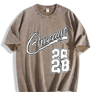 Letter & Figure Tank and Shorts Set Vintage Washed T-Shirt in Brown