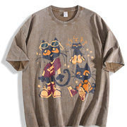 ZestLoop Pete the Cat Cartoon Vintage Washed T-Shirt in Brown