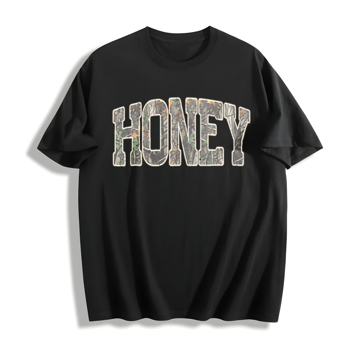 Retro Camo Western Cotton T-Shirt in Black