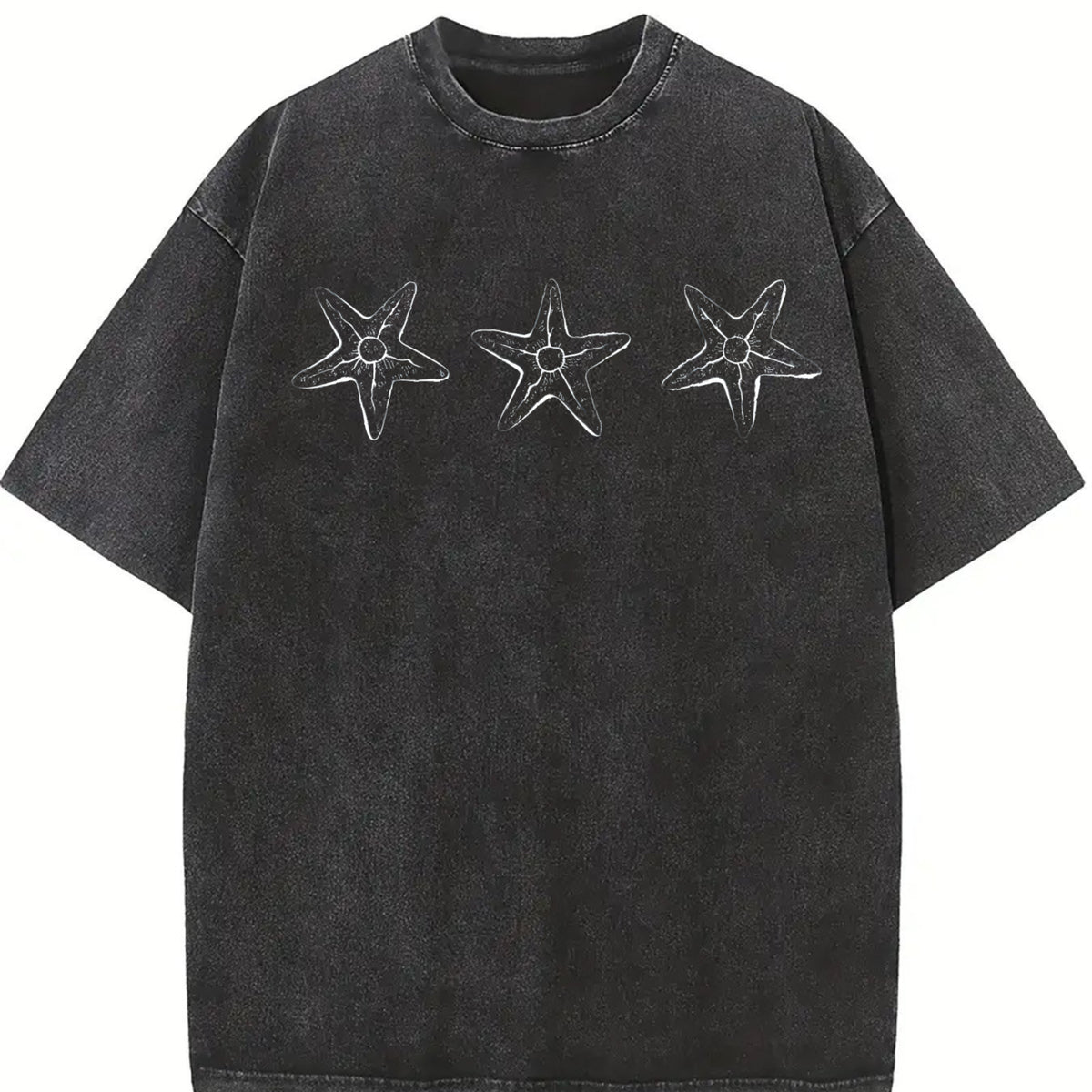 Ocean Sea Stars ® 90s Vintage Washed T-Shirt in Black
