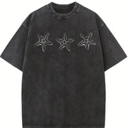 Ocean Sea Stars ® 90s Vintage Washed T-Shirt in Black