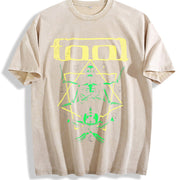 EWH Rock Tool Band Theme Vintage Washed T-Shirt in Beige