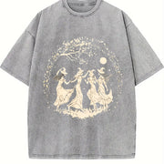 European and American for Halloween Vintage Washed T-Shirt in Gray