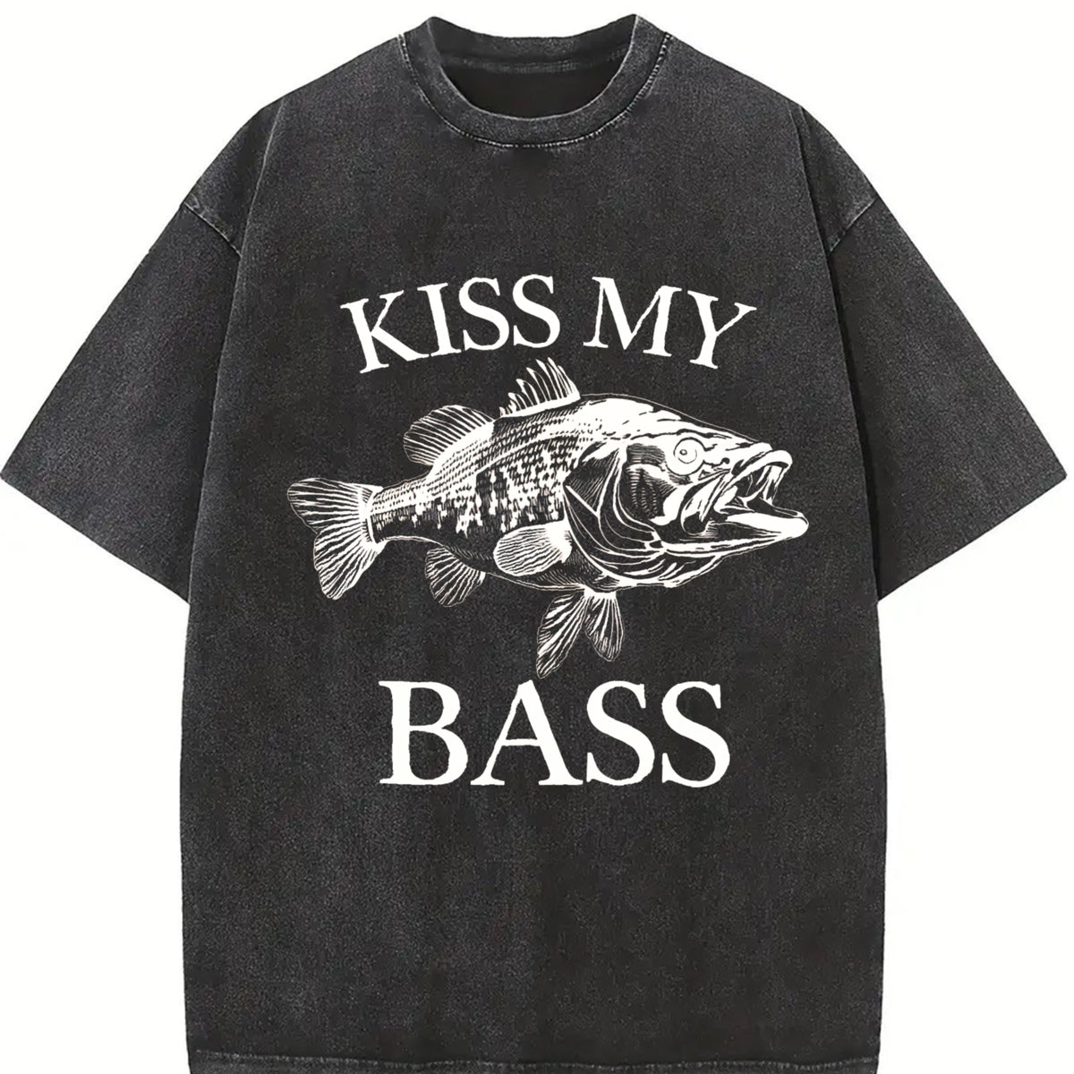 Kiss My Bass 90s Tattoo Vintage Washed T-Shirt in Black